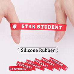 ワードスター学生シリコンコードブレスレットリストバンド  レッド  内径：2-1/2インチ（6.3cm）&nbsp;LS-BJEW-WH0018-49A