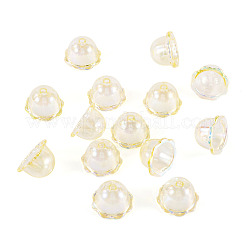 30 個の UV メッキアクリルビーズキャップ  花  淡黄色  24x15.5mm  穴：3mm  内径：16.5mm&nbsp;PACR-TA0001-17D