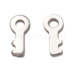 変色しない201ステンレススチールチャーム  レーザー切断  キー  ステンレス鋼色  10x4.5x1mm  穴：1.8mm&nbsp;STAS-I172-22P