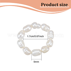 1Pc Natural Pearl Beaded Stretch Finger Ring for Women&nbsp;RJEW-AN0001-02