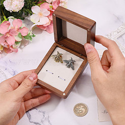 木製カフスボタンギフト収納マグネットボックス  長方形  ココナッツブラウン  9x7.5x3.65cm&nbsp;CON-WH0089-265B