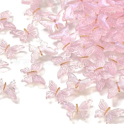 蓄光樹脂カボション  蝶  暗闇で光る  グリッターパウダー付き  ピンク  10x13x2mm&nbsp;CRES-R458-10A-03