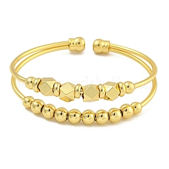 Rack Plating Brass Bangles Double Layer Cuff Bangles for Women&nbsp;BJEW-B106-08G