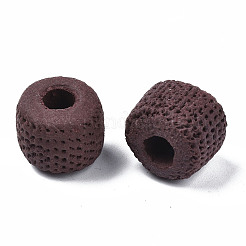 手作り陶器ヨーロピアンビーズ  大穴ビーズ  コラム  パープル  12~14x10.5~12.5mm  穴：4mm&nbsp;PORC-T006-43B