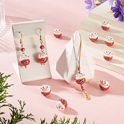 9Pcs Handmade Printed Porcelain Beads&nbsp;PORC-TADJ0001-01H