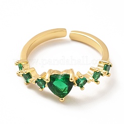 Cubic Zirconia Heart Open Cuff Ring&nbsp;RJEW-H101-26G