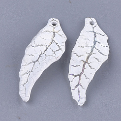 アクリルパーツ  クラックル＆abカラー  葉  乳白色  29~29.5x10x3mm  穴：1.5mm&nbsp;CACR-Q034-04A