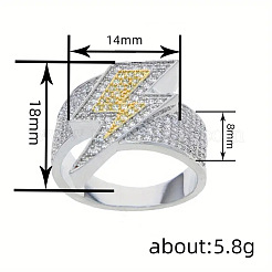 Brass Micro Pave Cubic Zirconia Finger Rings for Men&nbsp;WG532F7-01