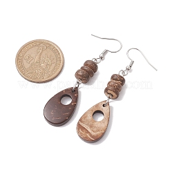 Teardrop Natural Coconut Dangle Earrings for Women&nbsp;EJEW-JE05891
