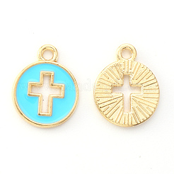 Light Gold Plated Alloy Enamel Pendants&nbsp;ENAM-R136-18D