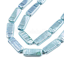 Abs プラスチック模造パール ビーズ 連売り  ABカラーメッキ  長方形  ミディアムターコイズ  22x8.5x4mm  穴：0.6mm  約19個/連  16.14インチ〜16.34インチ（41~14.5cm）&nbsp;KY-N015-04-05C