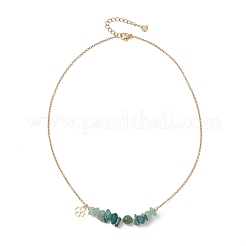 Natural Green Aventurine & Malachite & West African Jade Chip and Round Beaded Pendant 304 Stainless Steel Cable Chain Necklaces for Women&nbsp;NJEW-JN05741-01