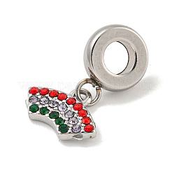 304 Stainless Steel Colorful Rhinestone European Dangle Charms&nbsp;STAS-U005-42P