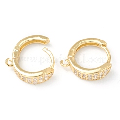 Brass Micro Pave Clear Cubic Zirconia Stud Earring Findings&nbsp;ZIRC-L097-024G
