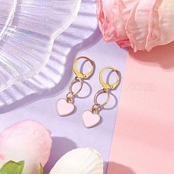 合金エナメルダングルピアス  女性用304ステンレススチールフレンチフックピアス  ゴールドカラー  37x10mm&nbsp;EJEW-JE05847