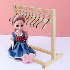 木製人形用洋服ラック（ハンガー付き）  ドールハウス家具アクセサリー用  小麦  300x183x300mm&nbsp;DIY-WH0496-59