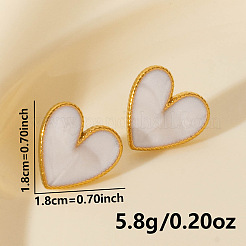 ファッショナブルな304ステンレススチールのハートスタッドピアス  ゴールドカラー  18x18mm&nbsp;JW1636-2