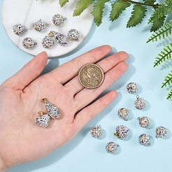 20pcs3スタイルポリマークレイラインストーンペンダント  ピンチベイル付き  混合図形  プラチナ·ゴールデン  ハート：2個  ラウンド：16個  ティアドロップ：2個&nbsp;KK-SZ0001-41