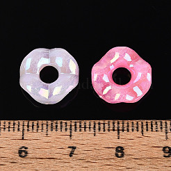 プラスチックヨーロッパビーズ  大穴ビーズ  模造ゼリー  波リング  ABカラーメッキ  ミックスカラー  12.5x3.5mm  穴：4mm  約2083個/500g&nbsp;KY-N026-15