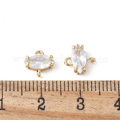 Brass Pave Cubic Zirconia Connector Charms&nbsp;KK-F892-53G-12