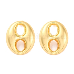楕円形 304 ステンレススチール スタッド イヤリング  ゴールドカラー  26.5x23mm&nbsp;EJEW-A125-79B-G