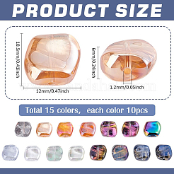 150Pcs 15 Colors Electroplate Transparent Glass Beads&nbsp;GLAA-PH0003-81