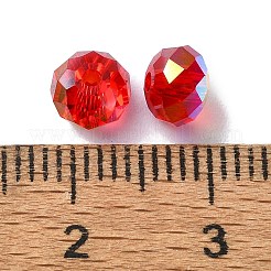 Ab色のメッキガラスビーズ  ファセットロンデル  レッド  6x4mm  穴：1.4mm&nbsp;EGLA-P059-03A-AB01