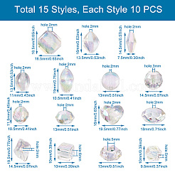 150Pcs 15 Style Transparent Acrylic Beads&nbsp;TACR-YS0001-06