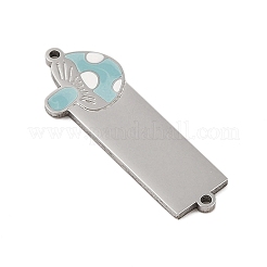 304ステンレススチールスカイブルーエナメルコネクタチャーム  キノコのリンク  ステンレス鋼色  30x11x1mm  穴：1.2mm&nbsp;STAS-P377-14P-A