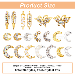 60Pcs 20 Style Alloy Cabochons&nbsp;MRMJ-CA0001-21
