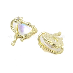 ラックメッキ合金ガラスペンダント  ハート  ゴールドカラー  23.5x19x10mm  穴：2mm&nbsp;FIND-Z054-03G