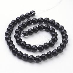 合成ブラックストーンビーズ連売り  染め  ラウンド  ブラック  8mm  穴：1mm  約49個/連  14.5~15インチ&nbsp;GSR044