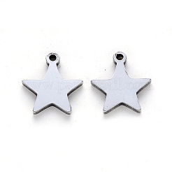変色しにくい304ステンレススチールチャーム  レーザー切断  スター  ステンレス鋼色  12x11x1mm  穴：1.2mm&nbsp;STAS-N092-50