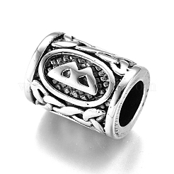 304ステンレススチールヨーロピアンビーズ  大穴ビーズ  文字付きの列  アンティークシルバー  文字.b  13.5x10mm  穴：6mm&nbsp;OPDL-G010-06AS-02B