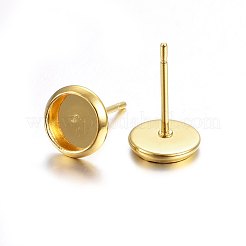 304ステンレススチールスタッドピアス金具  フラットラウンド  18KGP本金メッキ  トレイ：8mm  10x2mm  ピン：0.8mm&nbsp;STAS-P210-46G-05