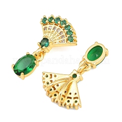 Brass Micro Pave Cubic Zirconia Pendants&nbsp;KK-K340-53G-01