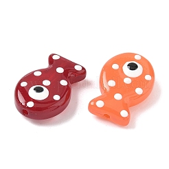 焼き絵の具、ガラス、エナメル、ビーズ  魚  ミックスカラー  19.5x12.5x6~6.5mm  穴：1.2~1.4mm&nbsp;LAMP-D303-04