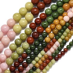 天然石マレーシアジェイドビーズ連売り  染め＆加熱  ラウンド  ミックスカラー  12mm  穴：1.3mm  約31個/連  15.08''~15.16''（38.3~38.5センチメートル）&nbsp;G-B165-C07-12mm