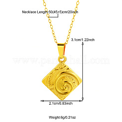 304ステンレススチール製スパイラル菱形ペンダントネックレス（ユニセックス）  18KGP本金メッキ  17.72インチ（45cm）&nbsp;WG709B7-01