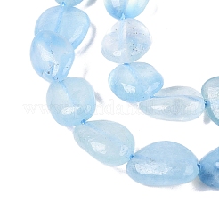 天然石アクアマリンビーズ連売り  ナゲット  8~15x7~12x4~12mm  穴：1mm  約30~45個/連  15.7インチ&nbsp;X-G-R445-8x10-36