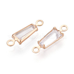 真鍮パヴェクリアキュービックジルコニアリンク/コネクターチャーム  台形  ライトゴールド  11.5x3.5x2mm  穴：1mm&nbsp;ZIRC-T017-08KCG