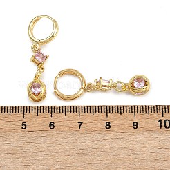 Brass Micro Pave Cubic Zirconia Rhombus Hoop Earrings&nbsp;EJEW-C156-01G