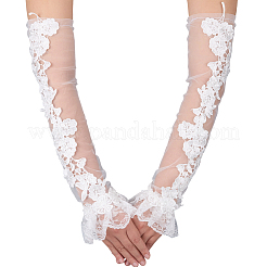 1 Pair Flower Pattern Polyester Lace Long Fingerless Gloves&nbsp;AJEW-CY0001-60A