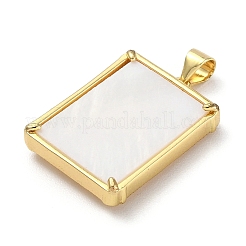 真鍮パヴェシェルペンダント  長方形チャーム  ゴールドカラー  ハート  24x18x4.5mm  穴：5x4mm&nbsp;KK-D042-02C-G