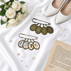 4Pcs Steel with Zinc Alloy Brooch Base Settings&nbsp;JEWB-UN00013