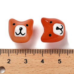 ペイントガラスビーズを焼く  エナメル  犬  レッドオレンジ  14~14.5x14.5x14~14.5mm  穴：1.4mm&nbsp;LAMP-I028-02G