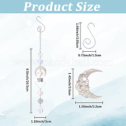 DIYステンレススチールガラス製太陽月吊り下げサンキャッチャー製作キット  ミックスカラー  17x14x1mm  穴：1.4mm&nbsp;DIY-SC0031-25