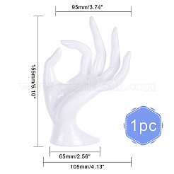プラスチックリングディスプレイハンドモデル1個  OKのため  ホワイト  10.5x6.5x15.5cm&nbsp;DIY-PH0005-73A
