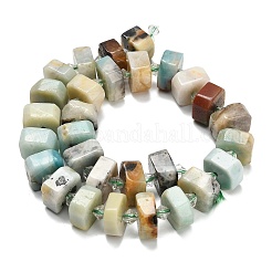 天然フラワーアマゾナイトビーズ連売り  ナゲット  多面カット  プラスチック製のビーズと  14~16x14~16x7~9mm  穴：1.4~1.8mm  約28~31個/連  15.04~15.24インチ（38.2~38.7cm）&nbsp;G-L642-H10-01