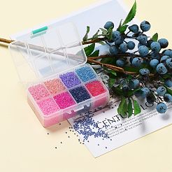 Fgb 200g 8色 12/0グレードA ラウンドガラスシードビーズ  透明インサイドカラー  ミックスカラー  2.3x1.5mm  穴：1mm  25 G /カラー  約21500個/箱&nbsp;SEED-JP0010-05-2mm